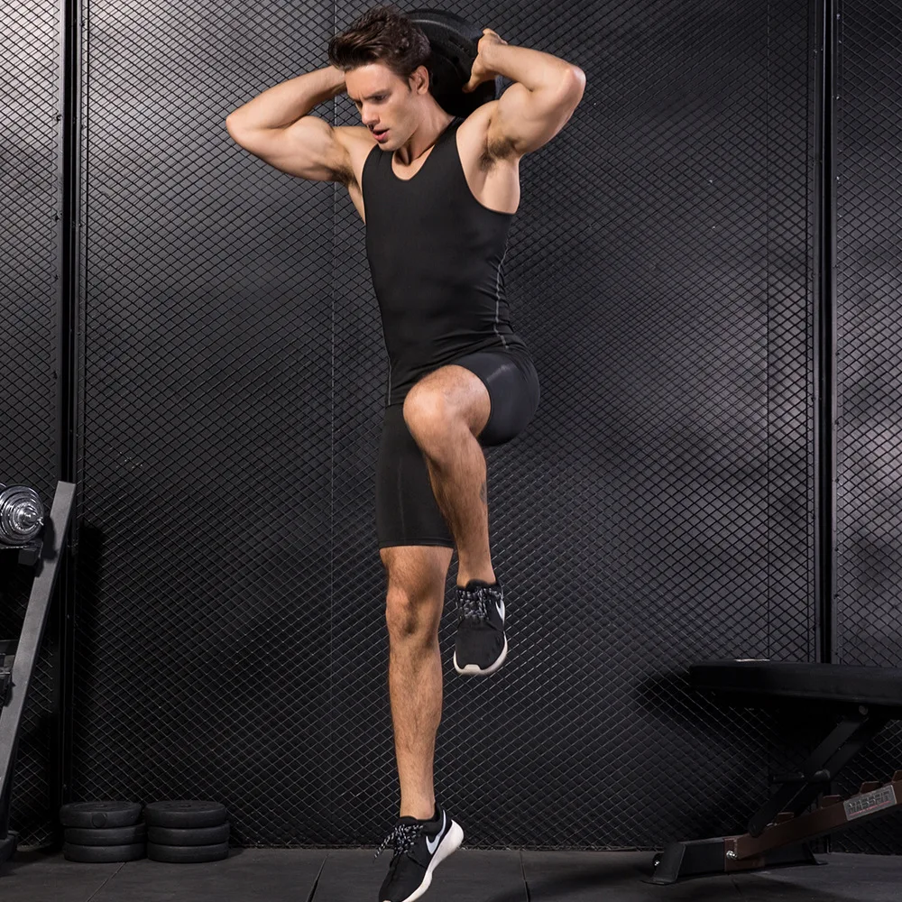 2019 мужские майки быстросохнущие Спортивные Компрессионные трико без рукавов