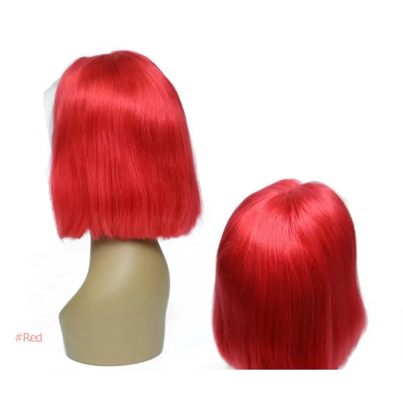 Red Ombre 13X4 кружевные передние 613 блонд боб парики для черных женщин прямые короткие человеческие волосы remy красный синий черный зеленый фиолетовый розовый - Цвет волос: Red