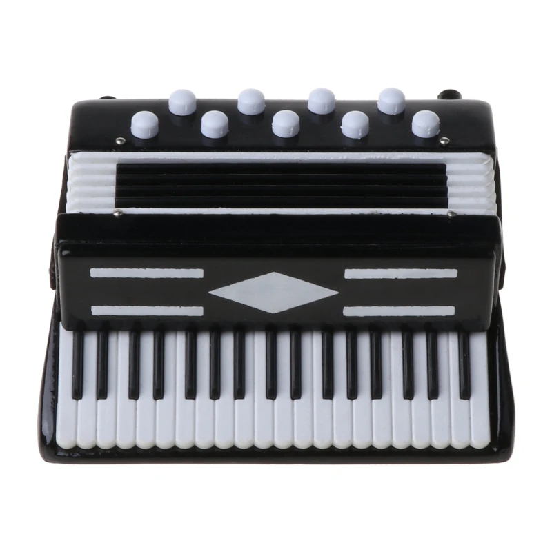 

Mini 1/12 Dollhouse Wooden Accordion Miniature Musical Instruments Model Home Decor Toys