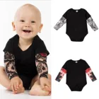 Модный весенне-осенний комбинезон с длинным рукавом для новорожденных мальчиков и девочек в стиле пэчворк с татуировкой комбинезон костюм одежды # P4