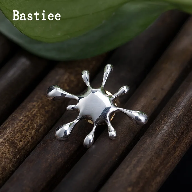 

Bastiee Water droplet splash silver 925 brooch luxury jewelry hmong handmade gold plated