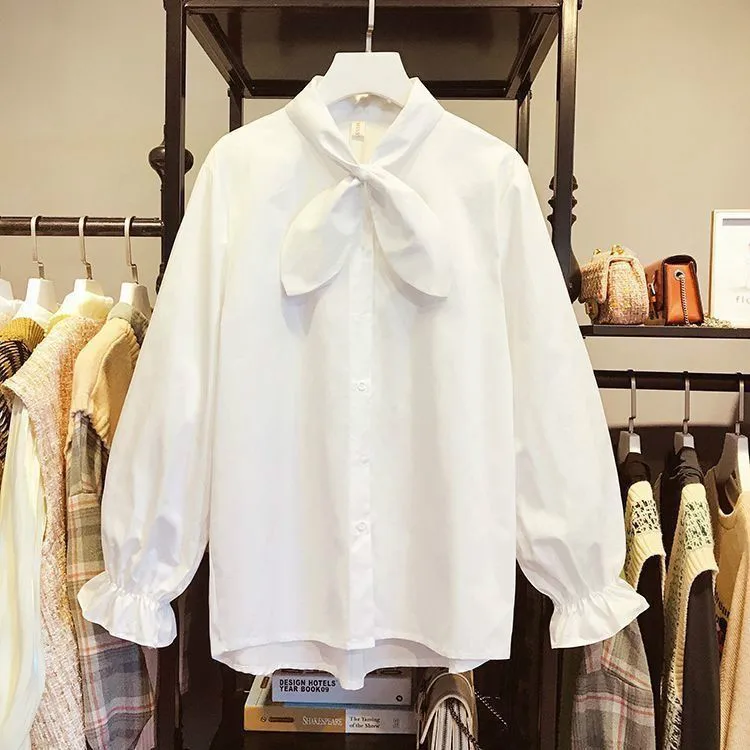 

2021 New Spring Autumn Women Button Solid Fashion Casual Tops Shirts Female OL Style Elegant White Loose Long Sleeve Blouse A72