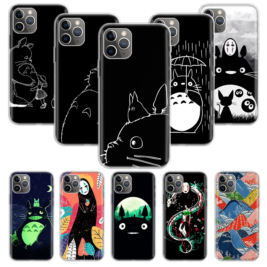 Studio Ghibli Тоторо черный темный чехол для Apple iphone 11 12 Mini Pro XS Max XR X 7 8 6 6S Plus 5 5S SE 10 десять