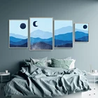 Абстрактный Горный пейзаж, холст, искусство, плакат, искусство, синий пейзаж, живопись, Современная Настенная картина для гостиной, домашний декор