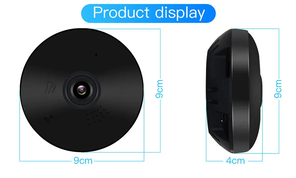 1.3MP/2.0MP Full view wifi 360 градусов двухстороннее аудио Панорамное 960 P/1080 P рыбий глаз Беспроводная интеллектуальная ip-камера V380 черный цвет