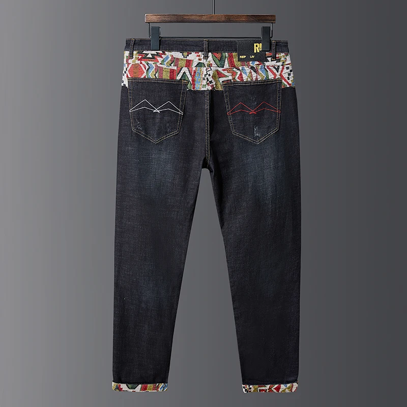 Джинсы мужские большого размера модные повседневные брюки из денима стрейч