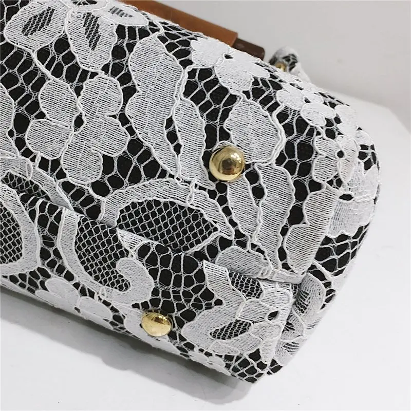 

Wedding White Lace Tote Bag Luxury Designer Handbag 2021 Spring/Summer Girl Bags Vintage Women Bag Elegant Single Shoulder Bag