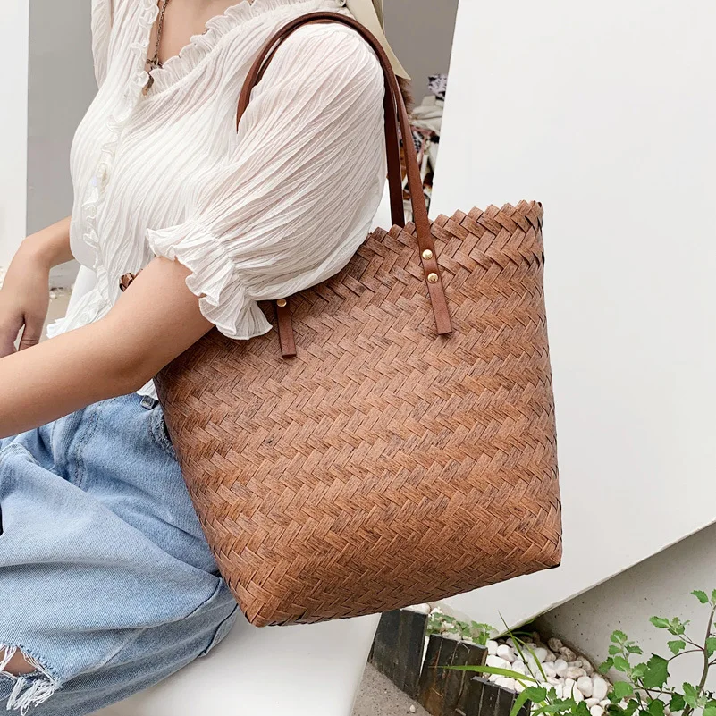 

High Quality Women's Shoulder Bag 2021 New Women's Bag Trendy Fashion Large-capacity Handbag Shoulder Armpit Bag Straw Woven Bag