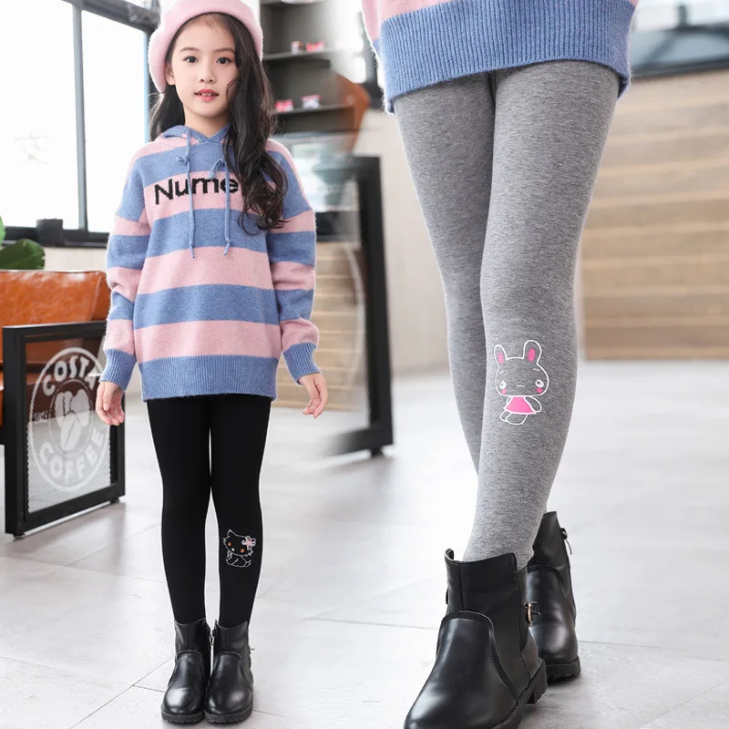 Бархатные теплые леггинсы дети брюки одежда с мультяшным принтом зимние осенние
