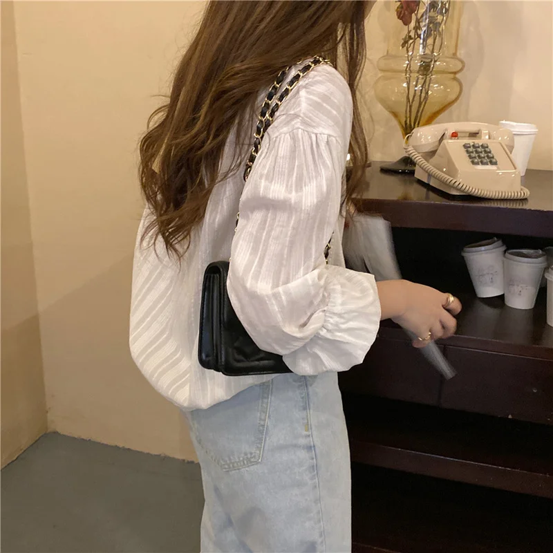 

Harajpoo Women Shirts Korean Style Design Niche V Neck Long Sleeve Sunscreen Spring Autumn French Gentle All Match Chic Blusas