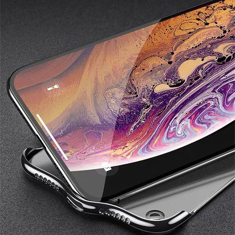 For iPhone Xr XS Max 7 8 6S 6 Plus 11 2019 Case Plating Transparant Frameless Hard PC Cover Pro max Finger Ring |