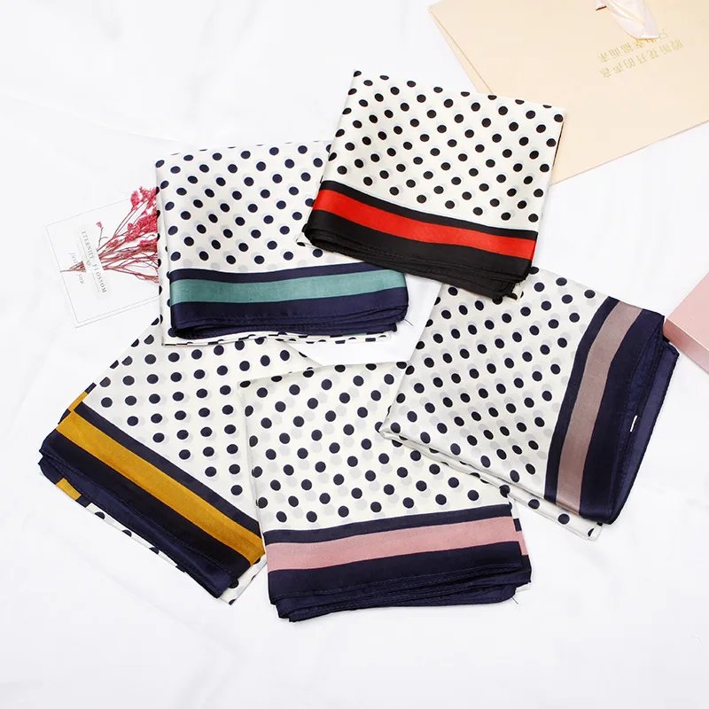 

2020 70x70 Ring Dots Multipurpose women Silk twill scarf Satin square tie Hairband ladies foulard femme towel bufanda shawl