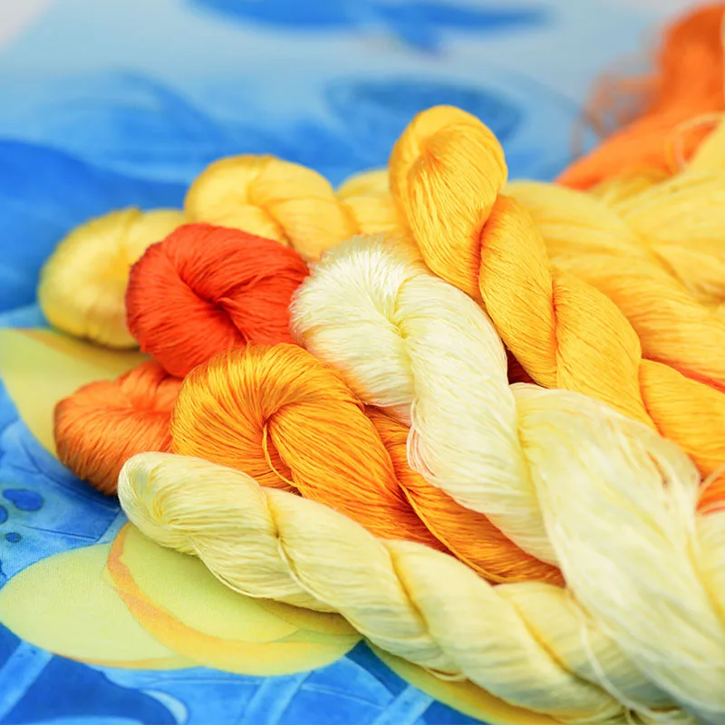 Шелковая нить для вышивки 1 шт./400 м из 100% шелка ручная вышивка крестиком Желтая