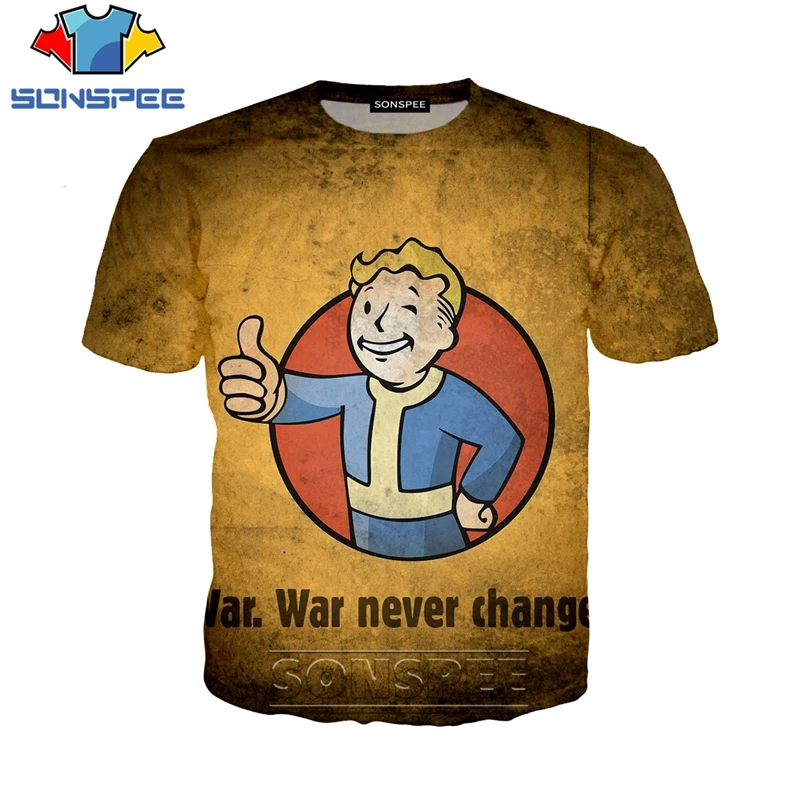 

SONSPEE 3D Print Fallout 4 Character Gmae Thumbs Up T-Shirt Casual Cartoon Short Sleeve Women Men's Fitness Streetwear Tees Tops