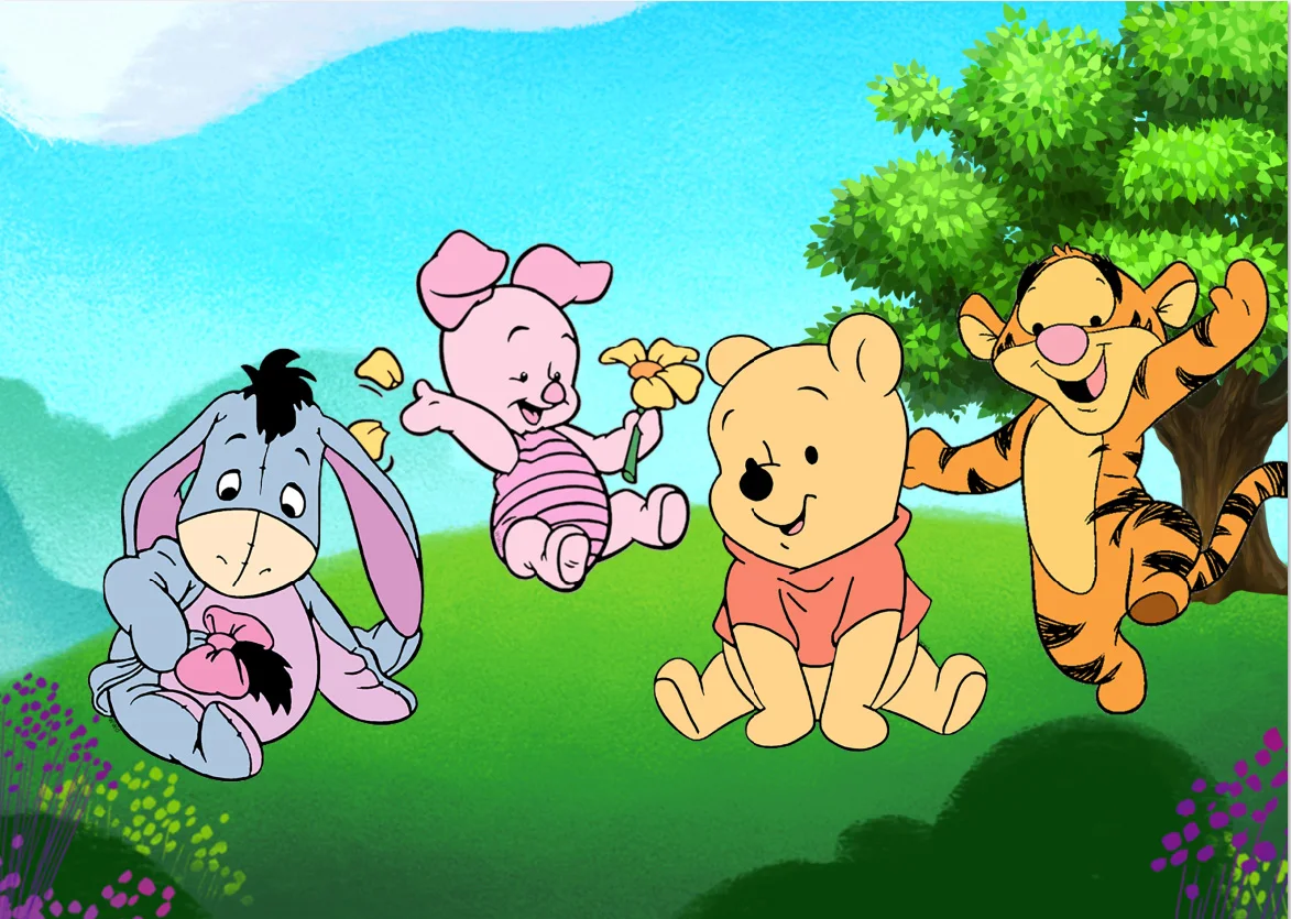 7x5FT зеленый Трава Сад Винни Медведь Тигр цветы небо пользовательские фото студия