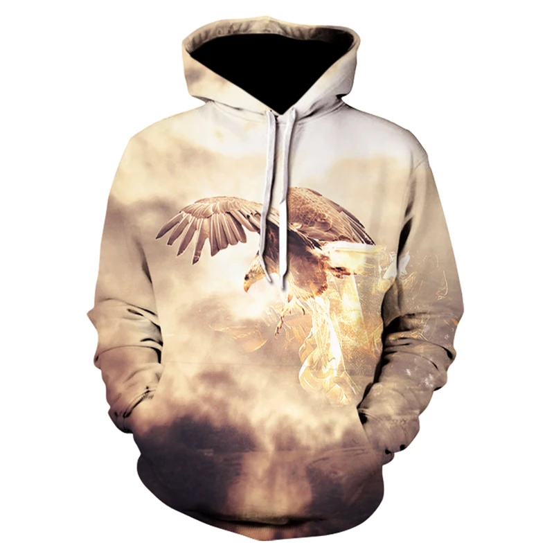 

Modern hooded sweatshirt 3d sky eagle print Harajuku sweatshirt new casual female male child hooded jacket