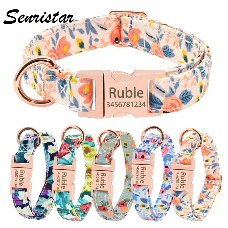 Именной нейлоновый ошейник для собак Регулируемая металлическая пряжка с