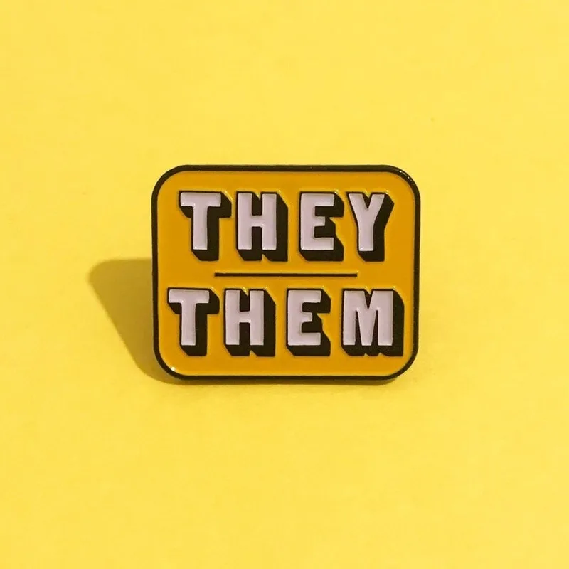 

Sale They/Them Enamel Pins Purple Pronoun Pin Brooches Fashion Metal Medal Lapel Badges Backpack Jewelry Accessories 2021