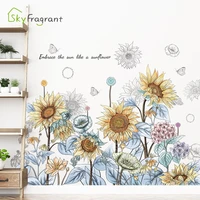 creative sunflower colorful wall stickers living room background wall decor bedroom sticker self adhesive home room decoration