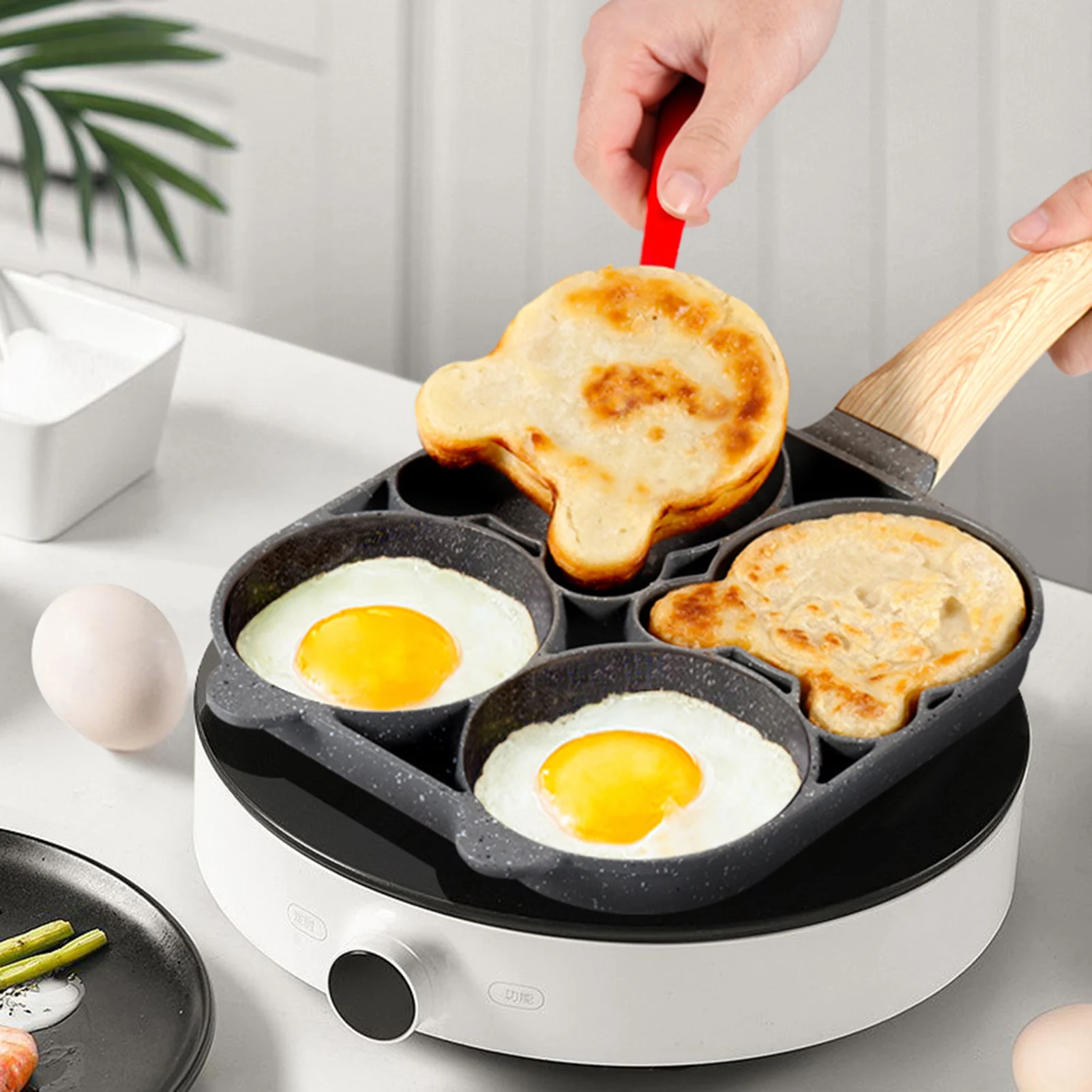 

Four-hole Egg Frying Pan Nonstick Egg Cooker Frying Pot Thickened Omelet Pan Pancake Griddle Breakfast Maker Cookware