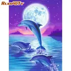 RUOPOTY животные живопись по номерам для детей Красочный подводный мир Дельфин пейзаж краски по номерам домашний декор фото