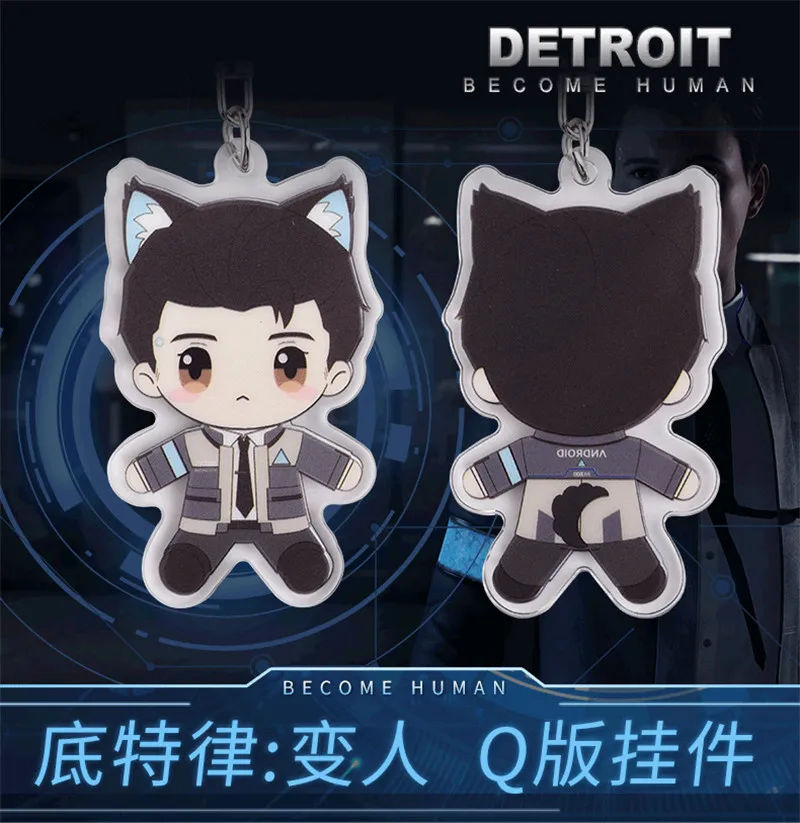 New Game Detroit: Become Human Connor Cat Nekomimi Keychain Keyring Acrylic Sa Key chain ring cosplay props Gifts | Тематическая