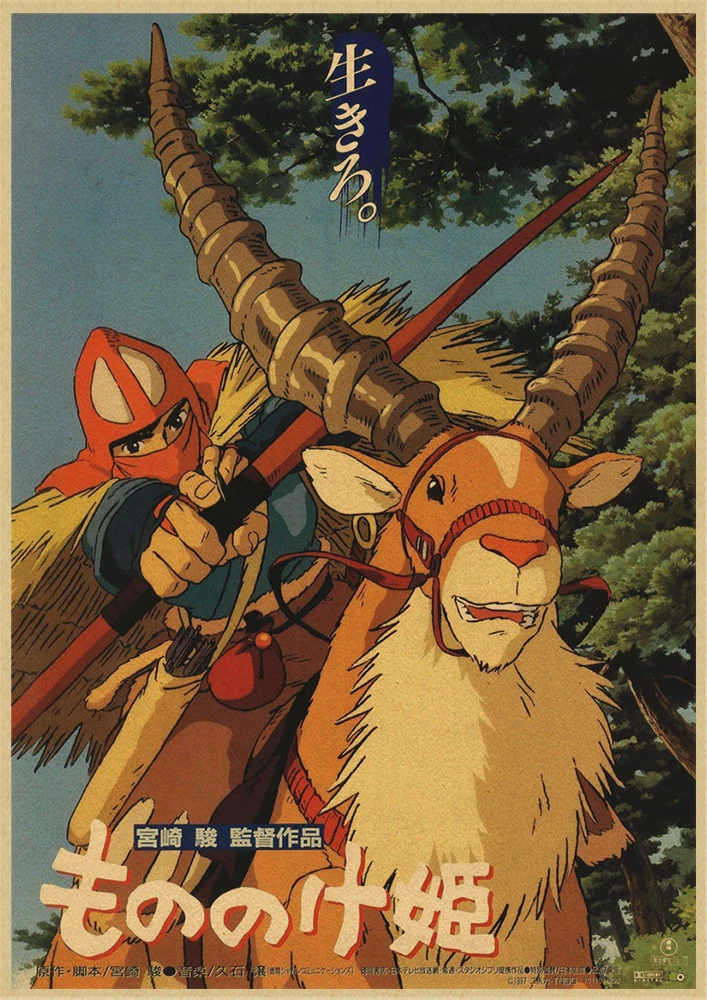 Mononoke Hime Miyazaki Hayao core мультфильм крафт бумага постер для стены в детской комнате