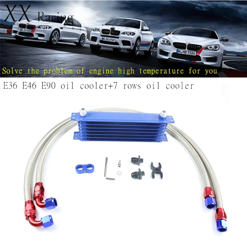 

E6 E46 E90 масляный радиатор 7 рядов для BM W M3 325 328 335 радиатор двигателя + провод AN10 плетеная труба