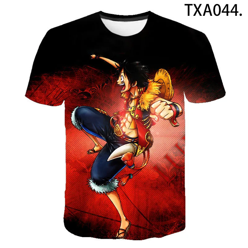 

2021 Summer 3D Printed T Shirts Men Women Children One Piece Luffy Short Sleeve Casual T-shirt Anime Cool Tops Boy Girl Kids Tee