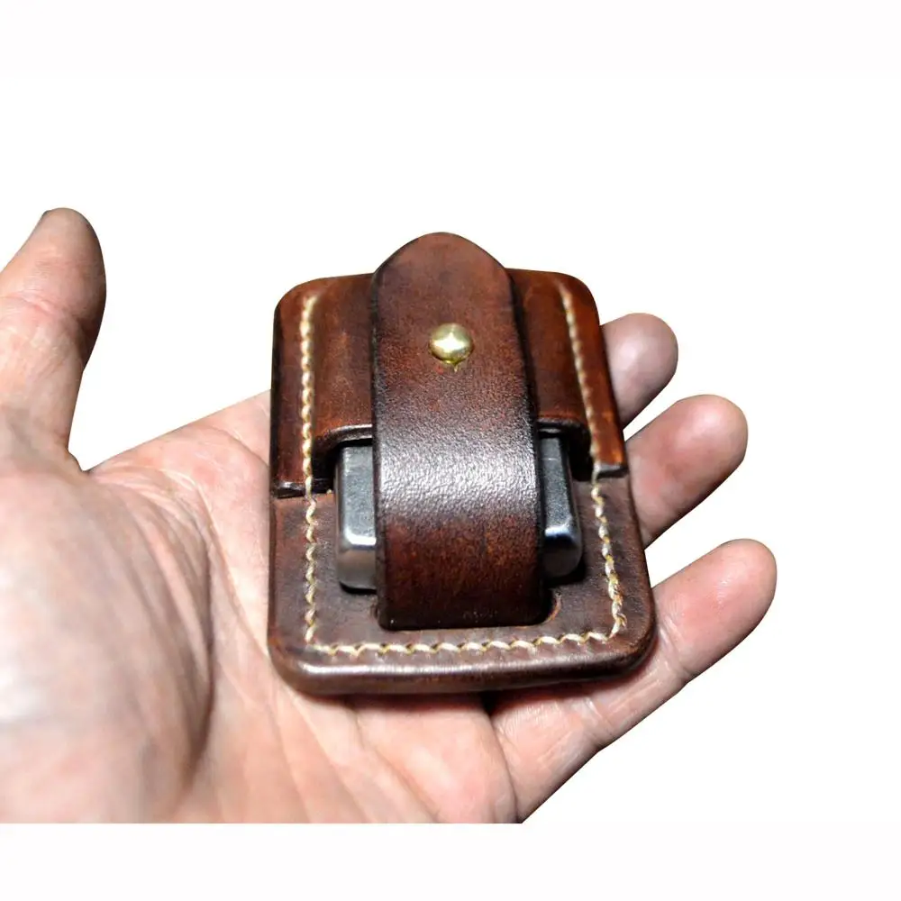 Hand made leather craft lighter case leathecraft Genuine Full grain cowhide pouch holder | Дом и сад