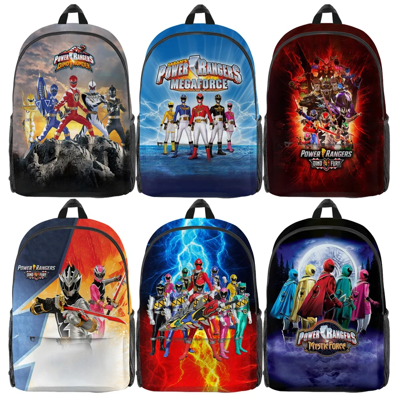 

Students Power Rangers Dino Thunder Backpacks Boys Girls School Bags Kids Anime 3D Print Bookbags Mochilas Unisex Knapsack Gifts