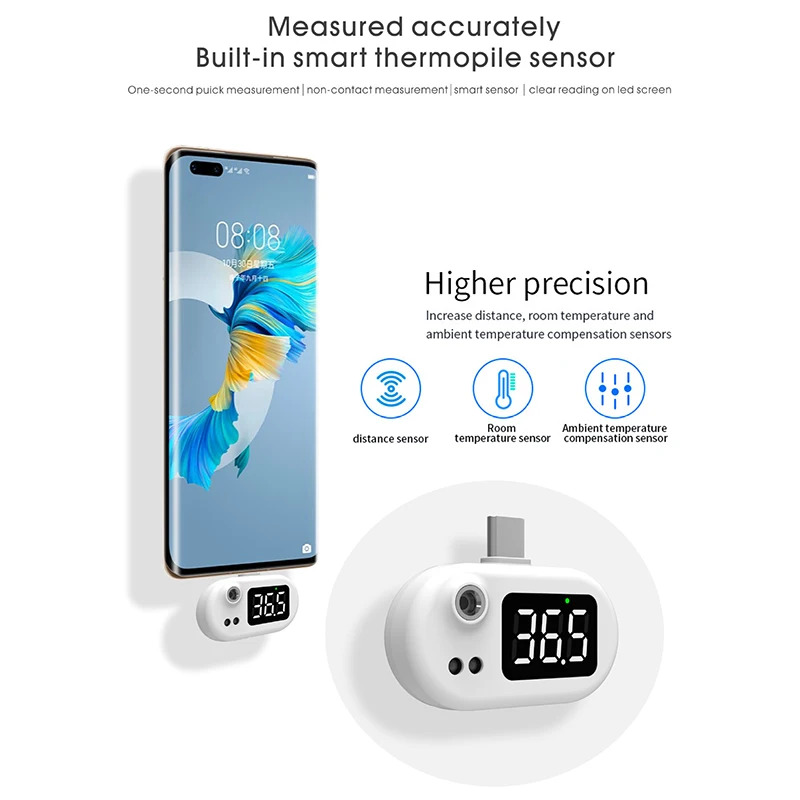 

Newly Mobile Phone Thermometer Non-Contact with LED Digital Display Portable Rapid Measurement for Android Type-C