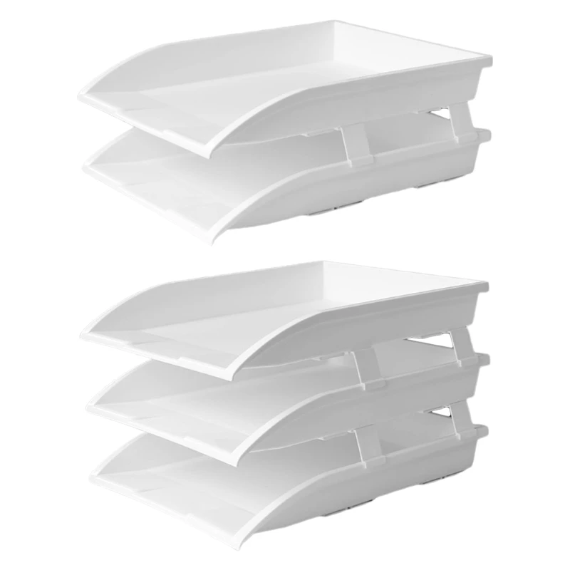 

2/3 Tier Stackable Desktop Document Rack Letter Tray Organizer Office Supplies