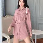 Блузка женская Вельветовая с рукавом летучая мышь, однотонная винтажная рубашка с поясом, длинная Повседневная Верхняя одежда с отложным воротником, осень