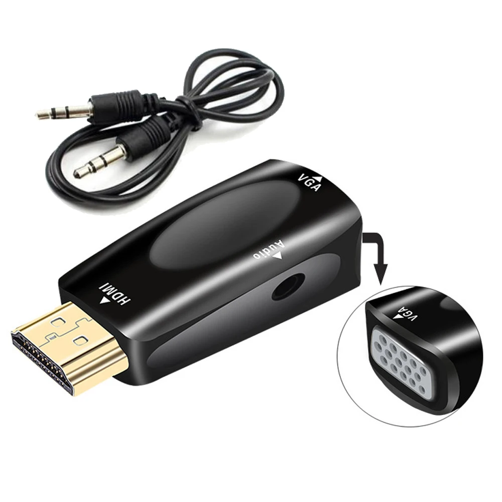 Переходник Hdmi в Vga преобразователь аудиокабеля штырь гнездо HD 1080P для ПК ноутбука