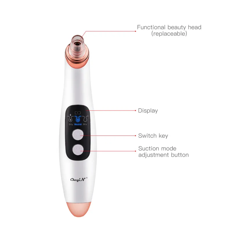 

CkeyiN 6 In 1 Blackhead Remover Acne Pimple Removal Face Cleasing Nose Cleaner Vacuum Suction Extractor Black Spots Pore Cleaner