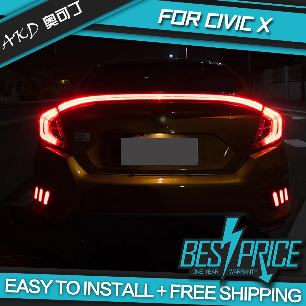 АКД автомобильного тюнинга задних фонарей для Honda CIVIC X G10 2015 2018 сигнальных огней