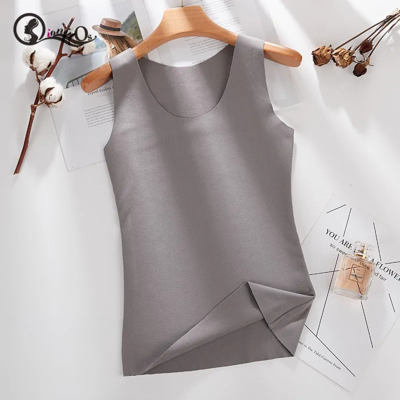 Женские майки нижнее белье бесшовное Осень-зима новое однотонное плотное теплое