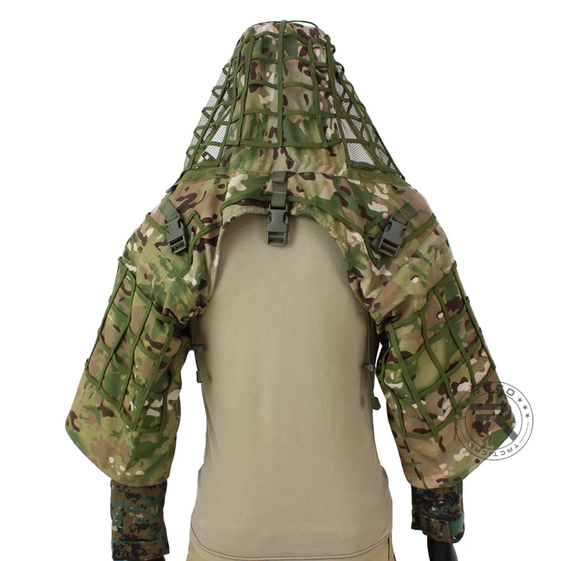 ROCOTACTICAL Ghillie Suit Foundation Made from Ripstop Fabric Camouflage Tactical Sniper Coat  Viper Hoods CP Multicam/Woodland