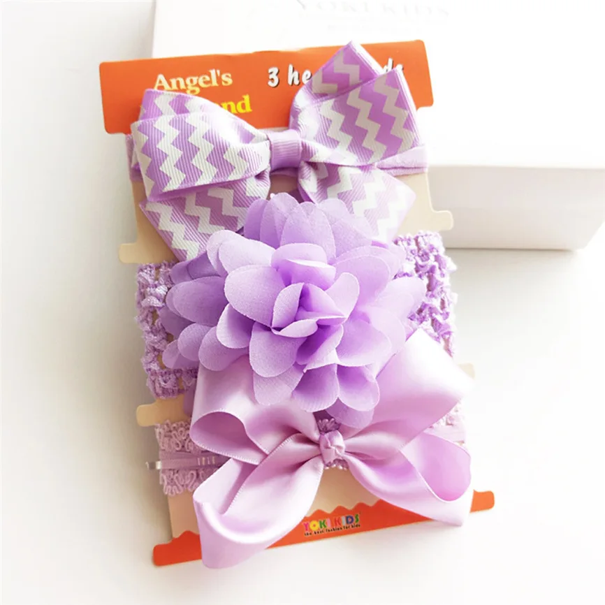 Повязка на голову с цветочным узором для маленьких девочек комплект из 3