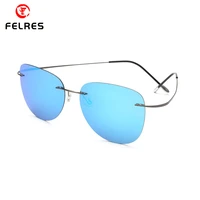 felres ultralight titanium alloy rimless polarized sunglasses men women sports outdoor driving fishing sun glasses new f2117