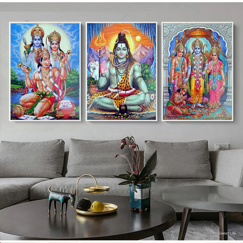 

Diy Diamond Painting Shiva Parvati Ganesha Indian Art Hindu God Figure 5D mosaic diamond Embroidery Religious 3pcs set WW171