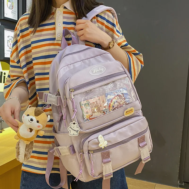 

DCIMOR новый мульти-карман Водонепроницаемый нейлоновый рюкзак большой Ёмкость прозрачные женские женский рюкзак для студентов школьная сум...