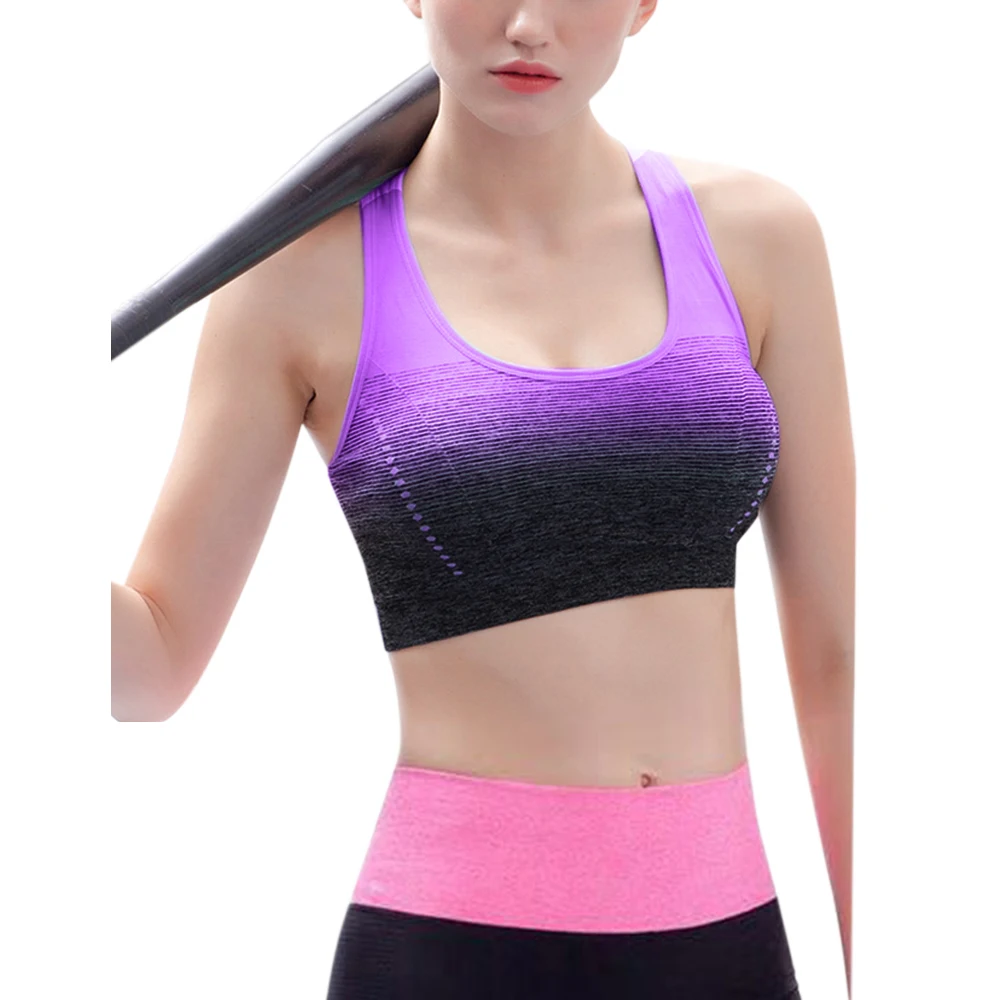 

Gradient Color Bra for Women High Stretch Sports Push Up Yoga Sports Running Bra Sleeveless Crop Top Gym Athletic Activewear
