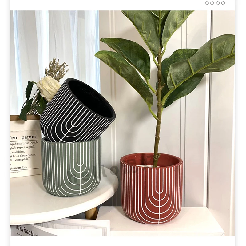 Силиконовая форма для цементного цветочного горшка цилиндрический узор