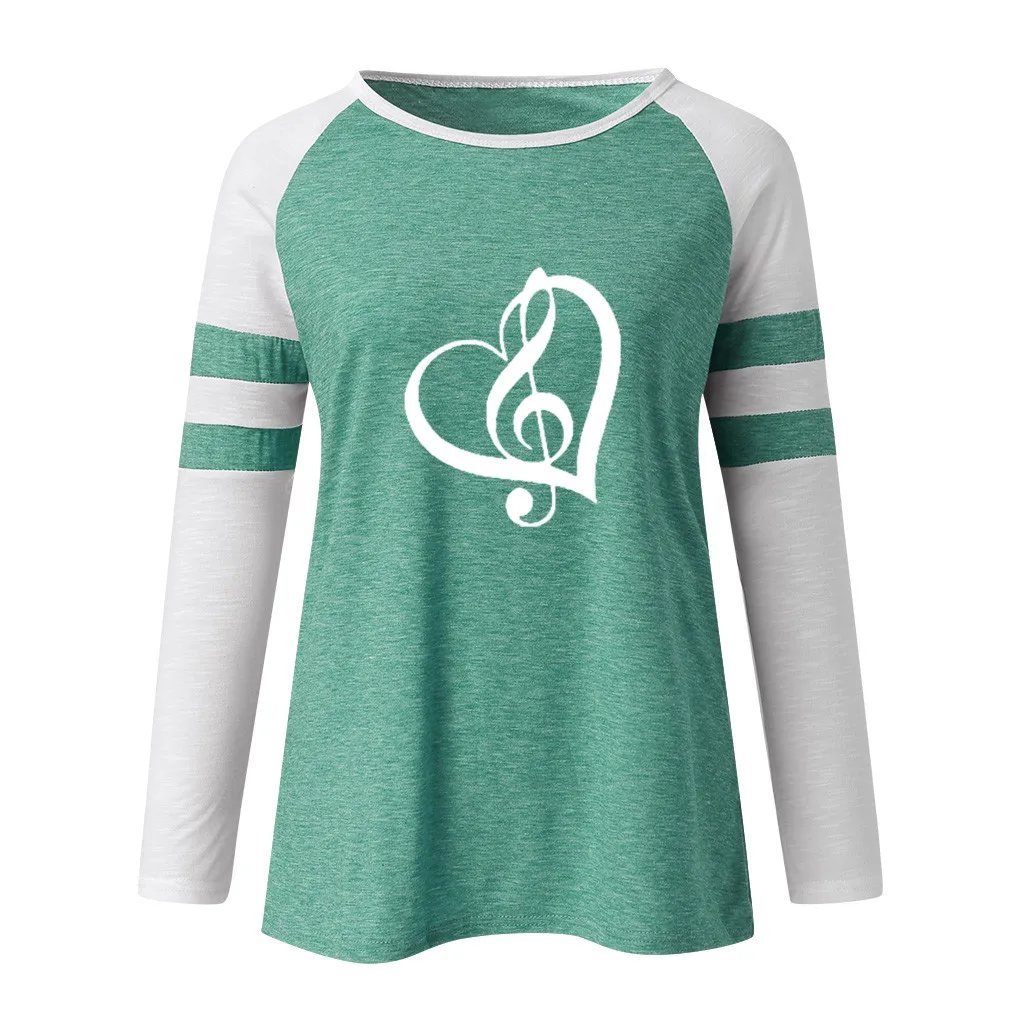 Женская футболка в форме сердца с принтом музыкальных нот|Футболки| |