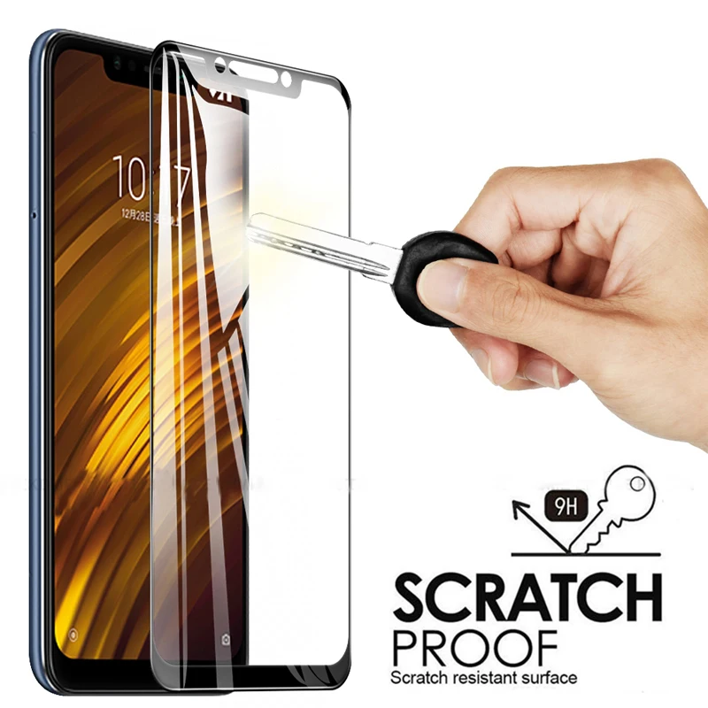 3-в-1 Стекло+ бронированный чехол для телефона xiaomi pocophone F1 case 360 Жесткий ПК анти-противоударный бампер чехол pocofone f1 оригинальным стеклянным корпусом xiaomi pocophone f1 чехол на Покофон Ф1 чехол