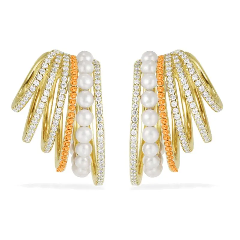 

2Pcs Multi Layer Cubic Zirconia Pave CZ Band Cartilage Ear Cuffs Clip Wrap Helix Earrings Non-Piercing Ear Clips Jewelry