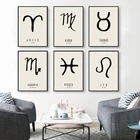 Плакаты на холсте, с изображением двенадцати созвездий, абстрактный узор в стиле ретро