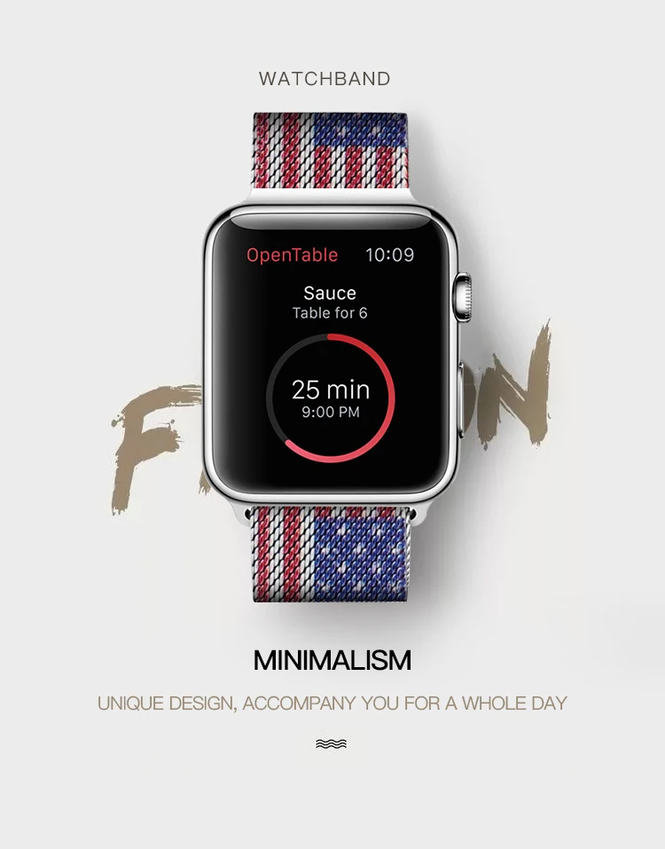 Milanese Loop Watch Band 44 мм флаг дизайн магнитный ремешок 40 мм для женщин браслет 38 мм для мужчин полосы 42 мм аксессуары для iwatch 4 3